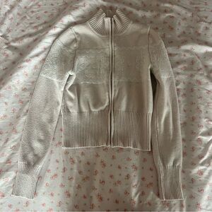 Orange Kiss | Pink Cropped Turtleneck Zip-Up Sweater